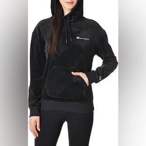 Champion Velour Hoodie, Embroidered Champion Script Logo